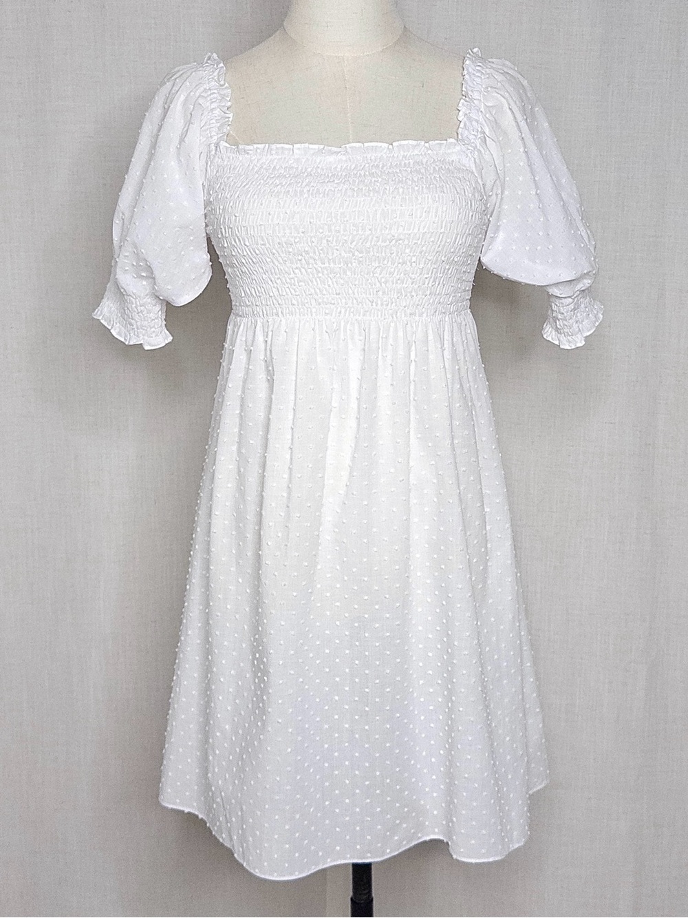 Hill House Home Athena Nap Dress White Swiss Dot Semi Sheer NWT XS